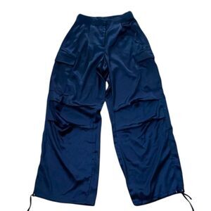 Windsor Blue Satin High Rise Cargo Pants Womens Size Small